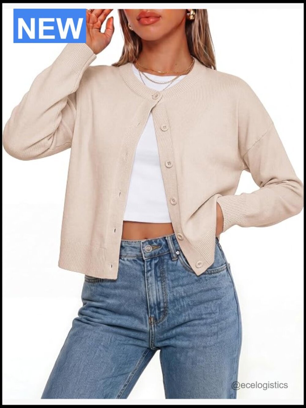 Cropped Cardigan Sweaters for Women, Cotton Button up Sweater, Oversized Knit